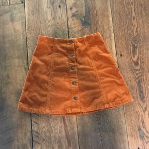 Topshop Button Up Orange Corduroy Mini Skirt